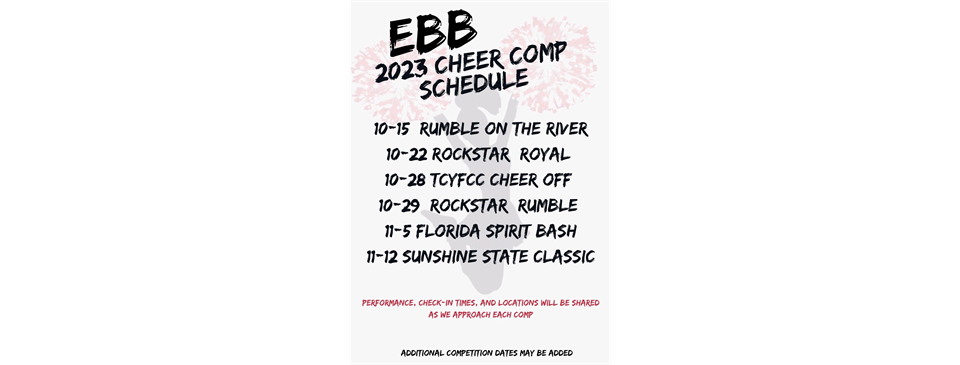 2023 Cheer Comp Schedule