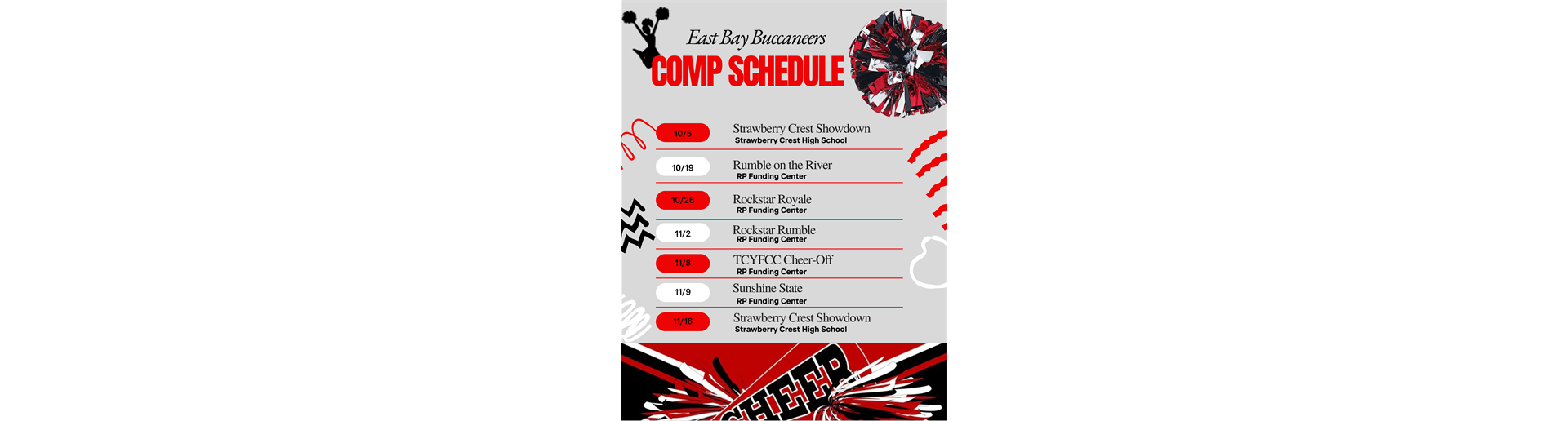 2025 Cheer Competition Schedule